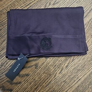 Natori Plum Pocket Square with Embroidered Crest